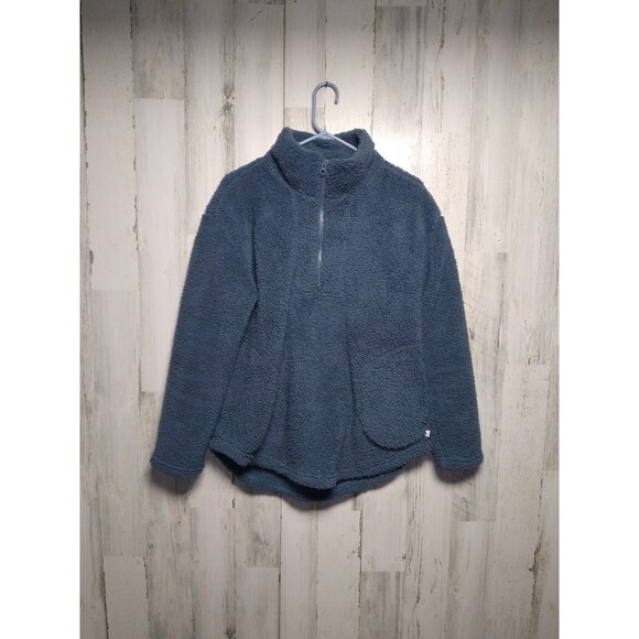 Koolaburra by UGG Cozy Brushed Back Sherpa 1/4 Zip Pullover Blue Womens Size S - Picture 1 of 6